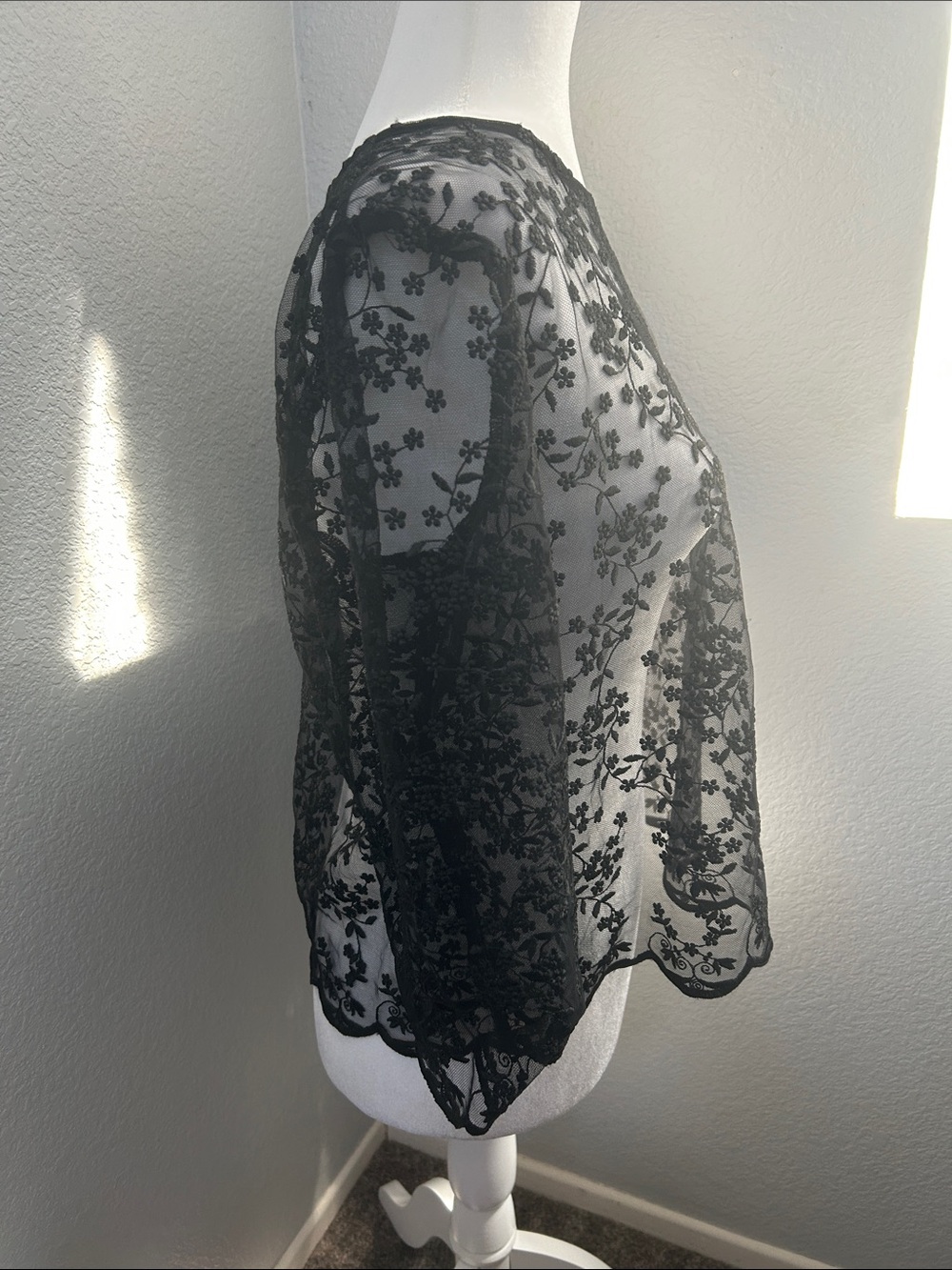 Zara Black Floral Embroidered Sheer Blouse - Picture 3 of 4